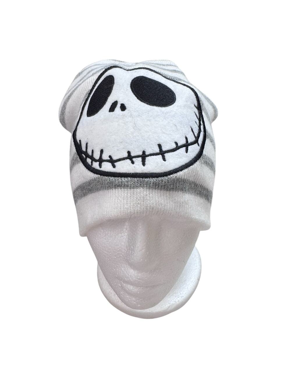 DISNEY Nightmare Before Christmas Jack Skellington White Stripe Beanie One Size